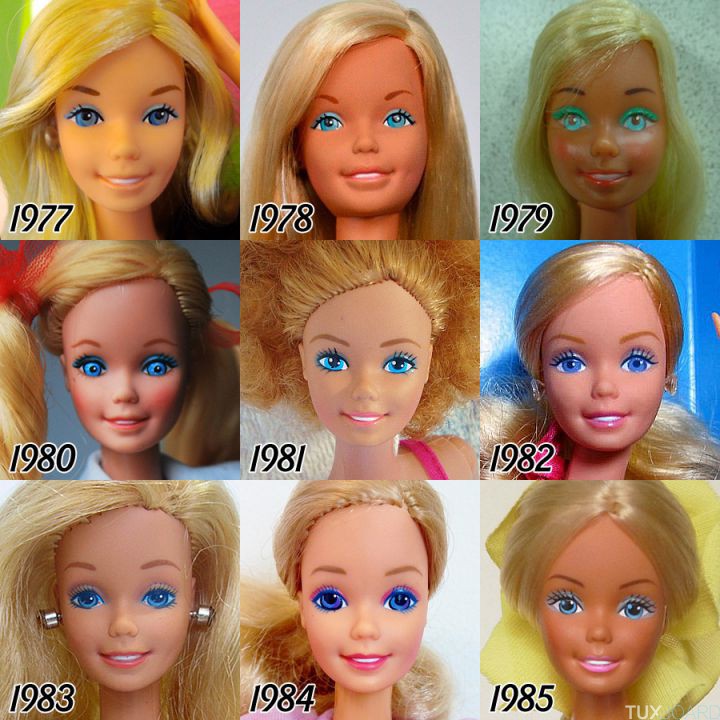 evolution barbie 1977 1985