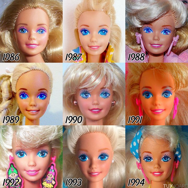 evolution barbie 1986 1994
