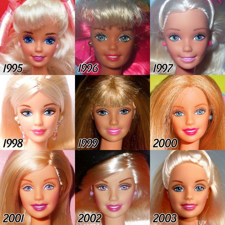 evolution barbie 1995 2003