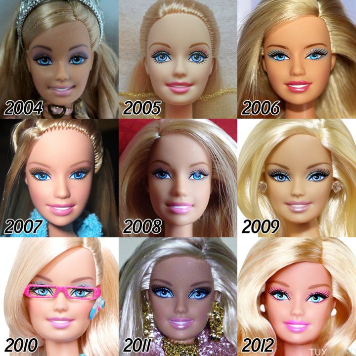 evolution barbie 2004 2012