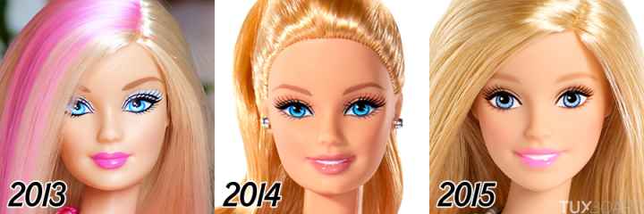 evolution barbie 2013 2015
