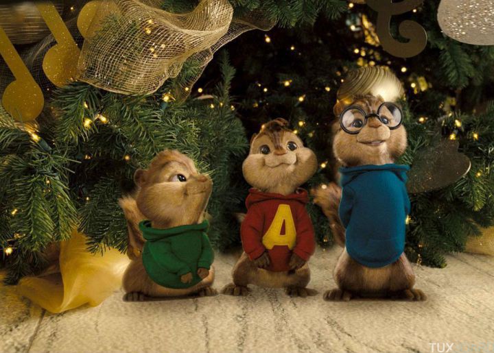 Simon, Alvin and Theodore beam at the prospects of their first holiday together with Dave Seville.