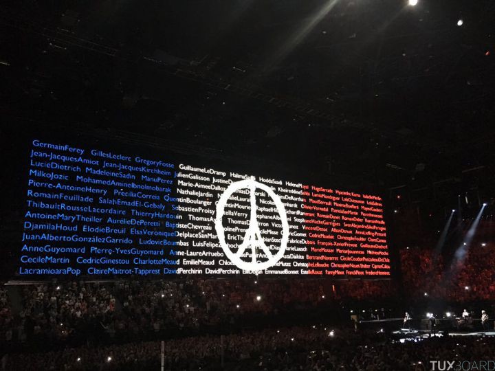 hommage u2 victimes attentats paris