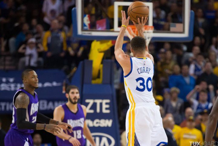 paniers trois points curry warriors vs kings
