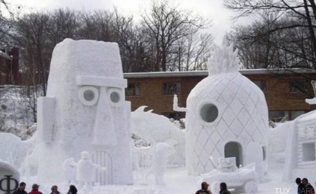 sculpture neige maisons