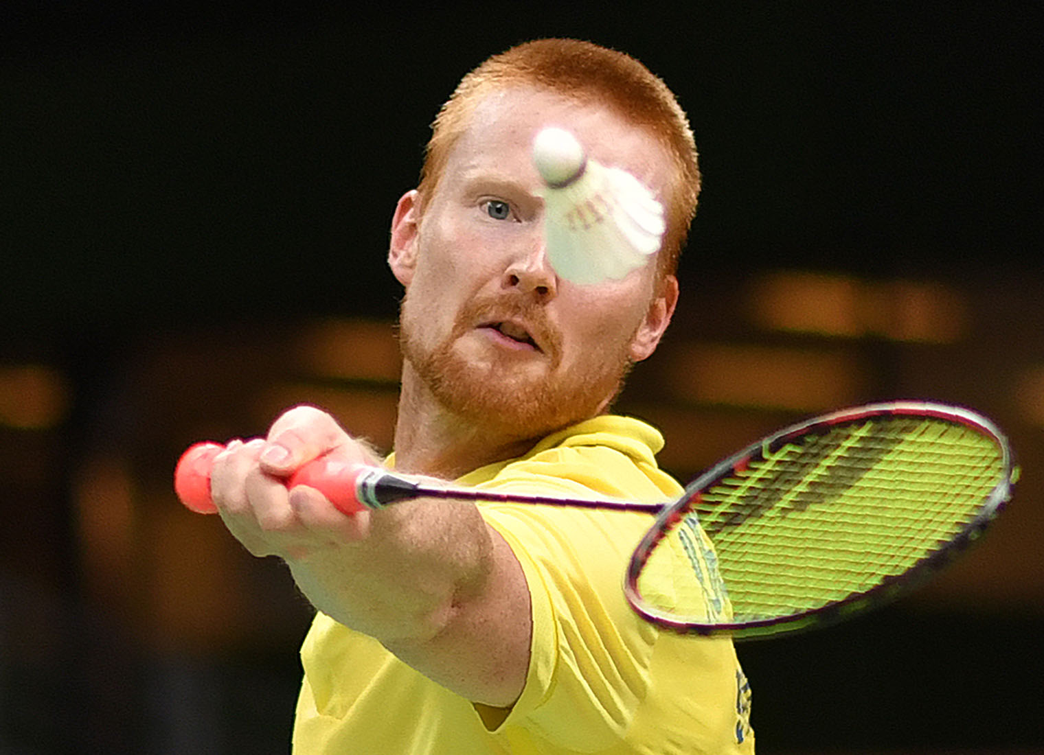 TOPSHOT - Sweden's Henri Hurskainen returns to India's Srikanth Kidambi during their men's singles qualifying badminton match at the Riocentro stadium in Rio de Janeiro on August 14, 2016, at the Rio 2016 Olympic Games. / AFP / Ed JONES (Photo credit should read ED JONES/AFP/Getty Images)