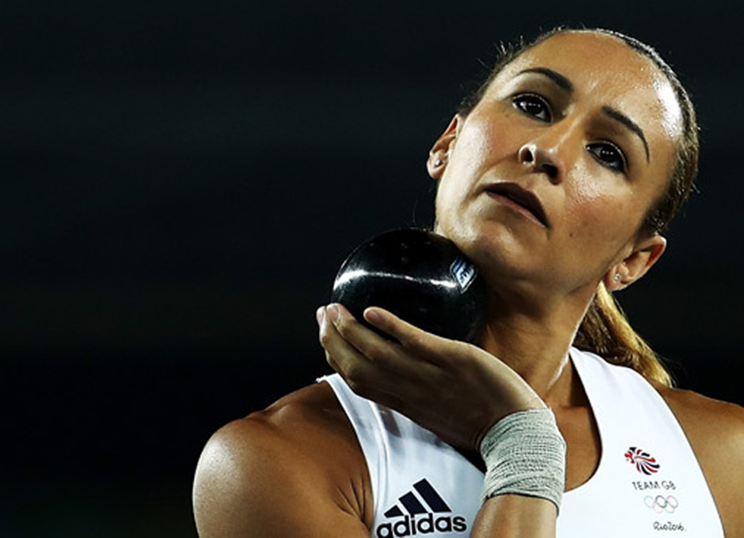 RIO DE JANEIRO, BRAZIL - AUGUST 12: Jessica Ennis-Hill of Great Britain during the Women's Heptathlon Shot Put Qualifying Round - Group B on Day 7 of the Rio 2016 Olympic Games at the Olympic Stadium on August 12, 2016 in Rio de Janeiro, Brazil. (Photo by Cameron Spencer/Getty Images)