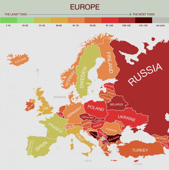 pays les plus toxiques d'Europe