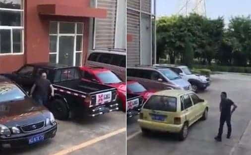 Cet homme a trouvé une solution pour sortir sa voiture d’un parking bloqué par une autre voiture