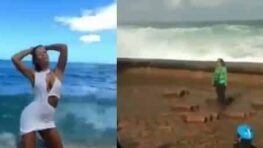 Ces personnes ont voulu prendre la super photo sur la plage, mais une vague les a surpris