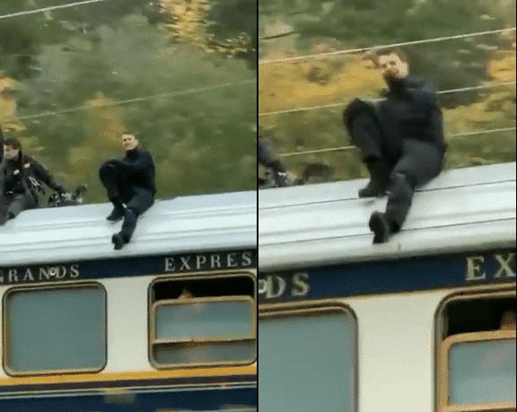 OKLM, Tom Cruise aperçu sur un train à pleine vitesse pour le tournage de Mission Impossible