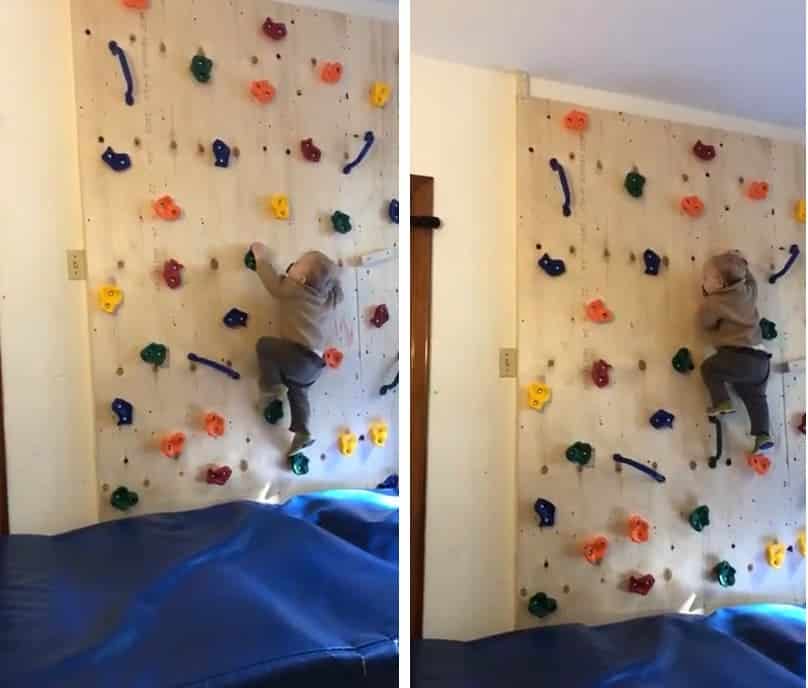 Ce bébé obtient son propre mur d’escalade à la maison pour éviter qu’il ne monte encore sur les meubles