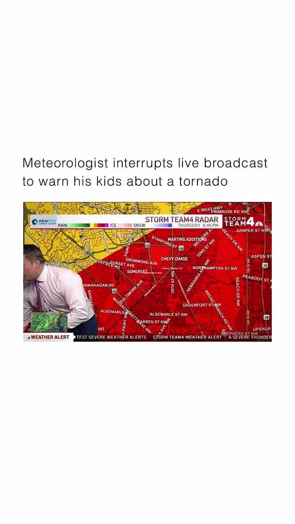 Un météorologue coupe son direct à la TV pour prévenir ses enfants qu’une tornade arrive sur leur maison