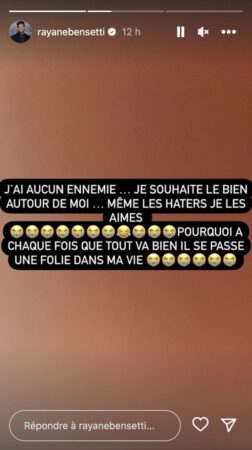 Rayane Bensetti partage un message inquiétant sur les réseaux sociaux - article