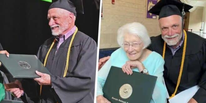 Une maman de 99 ans assiste à la remise de diplôme universitaire de son fils de 72 ans !