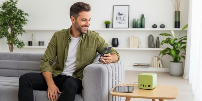 Tuxboard - Ce cube multiprises design remplace vos rallonges moches : 3 prises, 3 USB et recharge sans fil