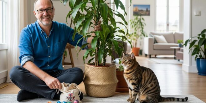 Tuxboard - Votre chat gratte vos plantes : des galets ou de la paille sur le terreau suffisent à le dissuader