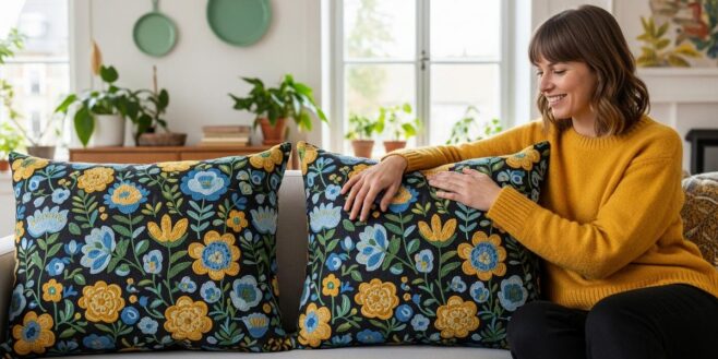 Tuxboard - IKEA : ce coussin à 19,99 euros en polyester recyclé apporte une touche florale vintage à votre intérieur