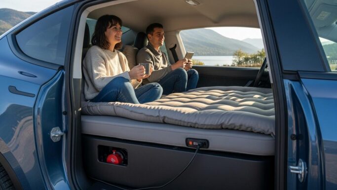 Tuxboard - Tesla lance un matelas gonflable une place pour camper dans votre Model Y sans perdre de coffre