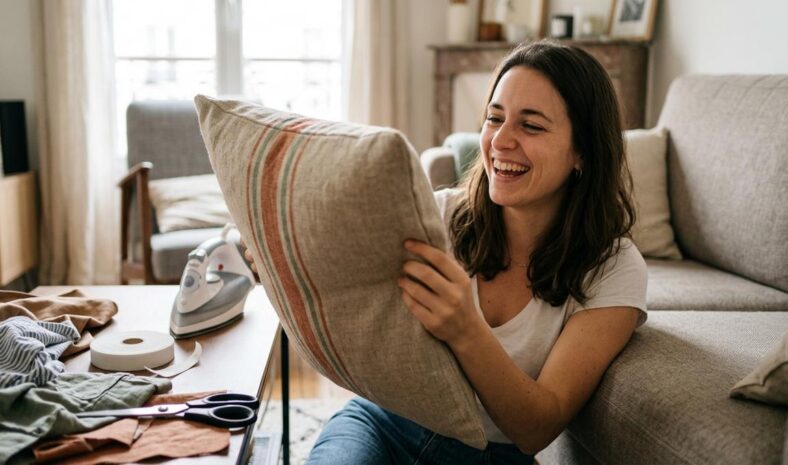 Tuxboard - « Je ne couds plus jamais mes coussins de canapé » : la méthode des décorateurs pour les refaire en 30 minutes sans machine