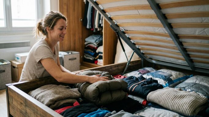 Tuxboard - Mes placards débordaient chaque été jusqu'à ce lit coffre Maisons du Monde soldé à 70 % qui cache 900 litres sous le matelas