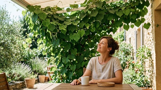Tuxboard - Les paysagistes remplacent le store banne par cette liane qui pousse de 10 cm par jour et rafraîchit vraiment la terrasse