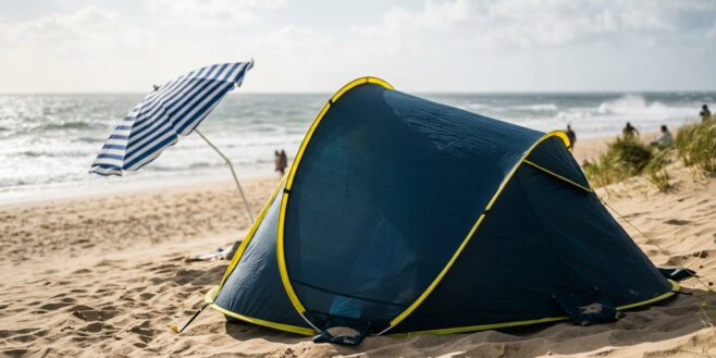 Tuxboard - Cette tente de plage Action à 7,47 € tient tête au vent là où le parasol classique abandonne