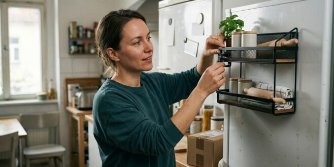 Tuxboard - Elle fixe cette étagère Amazon à 120€ sur le côté du frigo et transforme sa cuisine