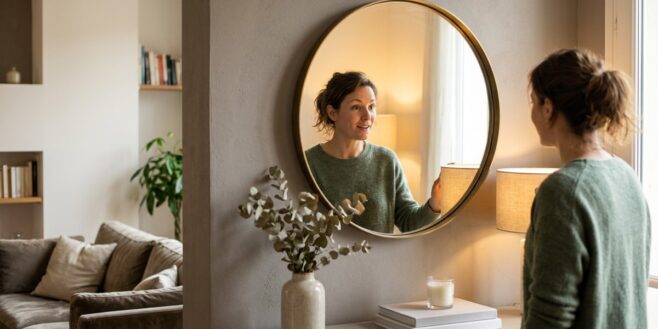 Tuxboard - Ce miroir rond doré à 9,95 € chez Action transforme le salon en suite d'hôtel